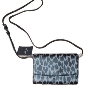 Kate Spade shoulder Perry purse handbag spotted animal grey multi KE746 NWT
